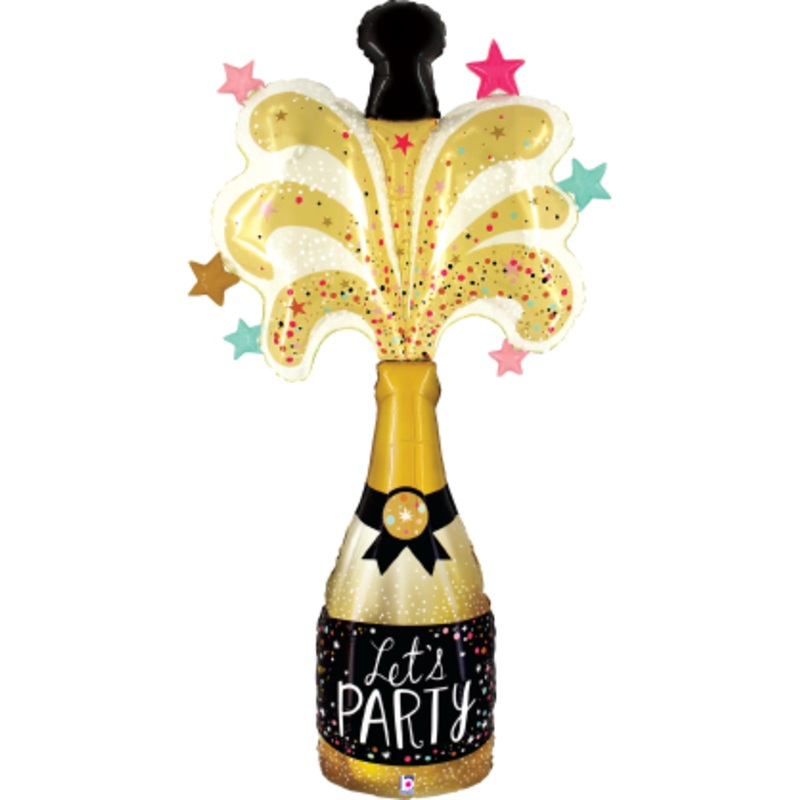 Betallic Special Delivery Party Champagne 65 inch Foil/ Clear Shape Packaged-all helium 1ct