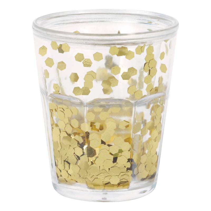 New Year Gold Disco Glitter Plastic Shot Glass