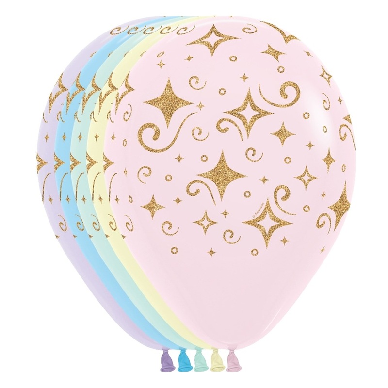 11 inch Sempertex Golden Diamond Printed Pastel Matte Latex Balloons 50ct