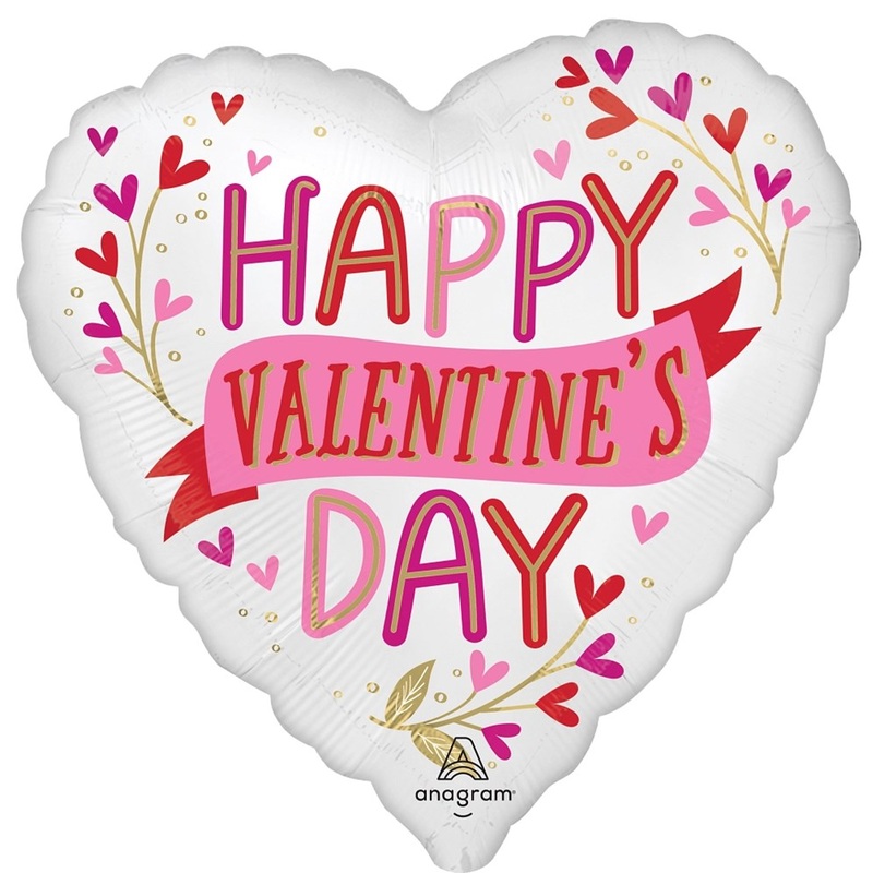 Anagram Happy Valentines Day 17 inch Botanical Foil Balloon 1ct