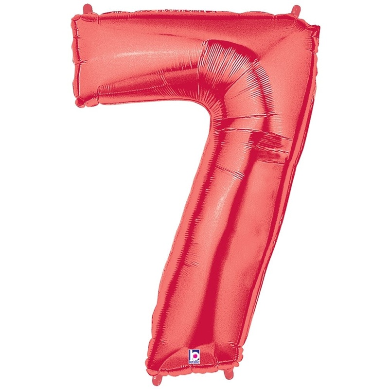 Betallic 7 Red 34 inch Shaped Foil Balloon Polybagged 1ct
