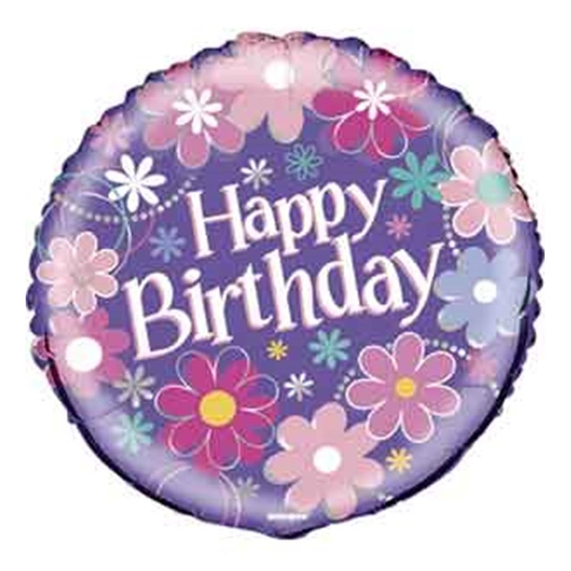 Birthday Blossoms Round 18 inch Foil Balloon