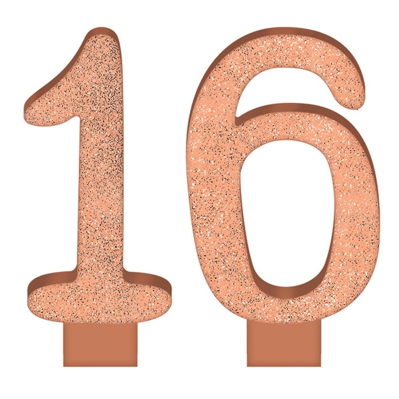 Blush Sweet Sixteen Glitter Numeral Candle 2ct