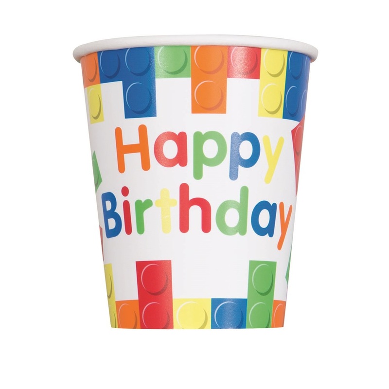 Building Blocks Birthday 9 ounce Cup 8ct