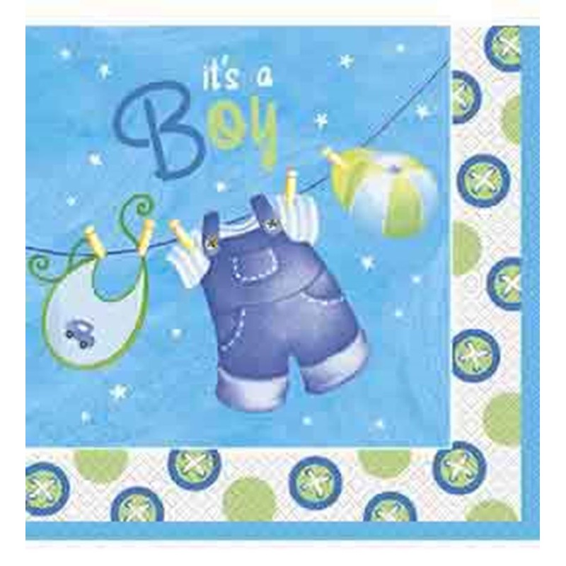 Clothesline Blue Napkin (L) 16ct