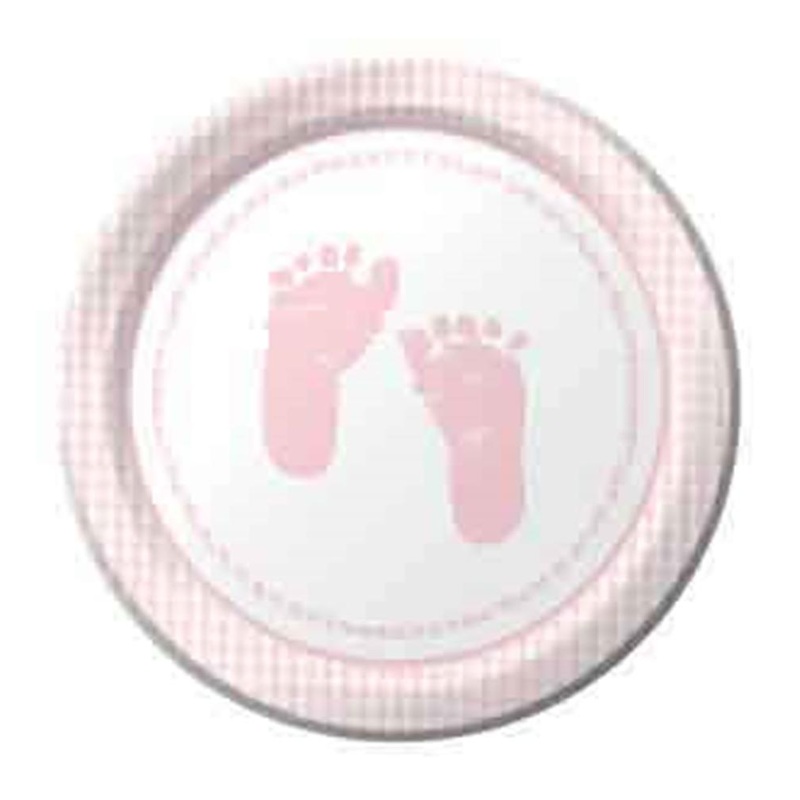 Plaid Baby Girl Plate (L) 8ct 7in