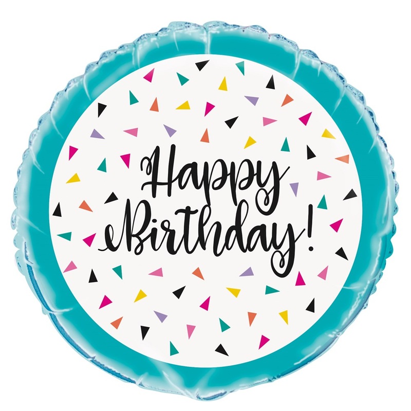 Triangle Confetti Birthday 18 inch Round Foil Balloon