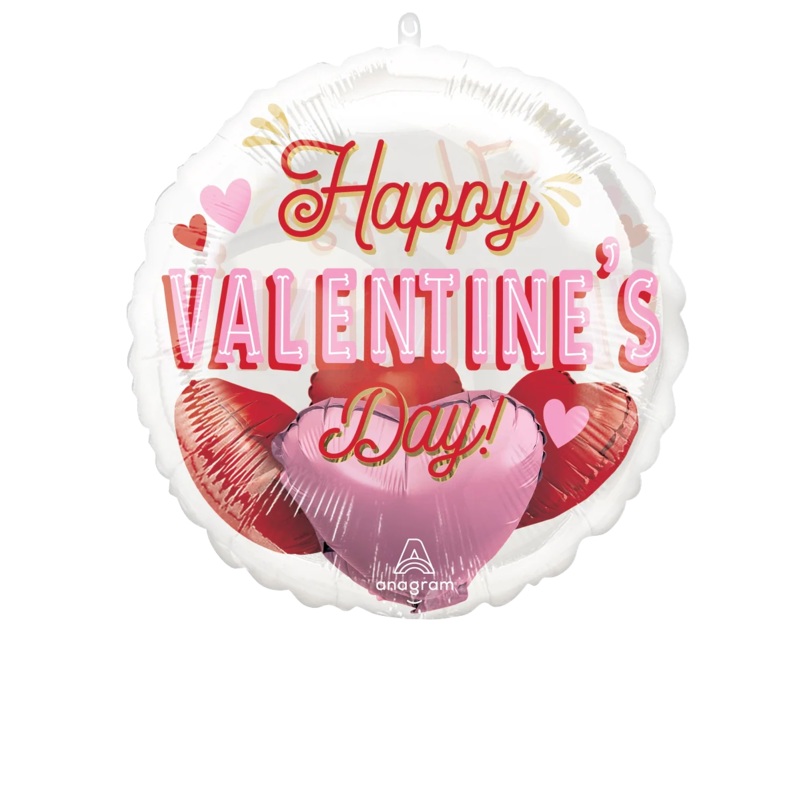 Anagram Happy Valentines Day Retro Valentines 20 inch Foil Balloon 1ct