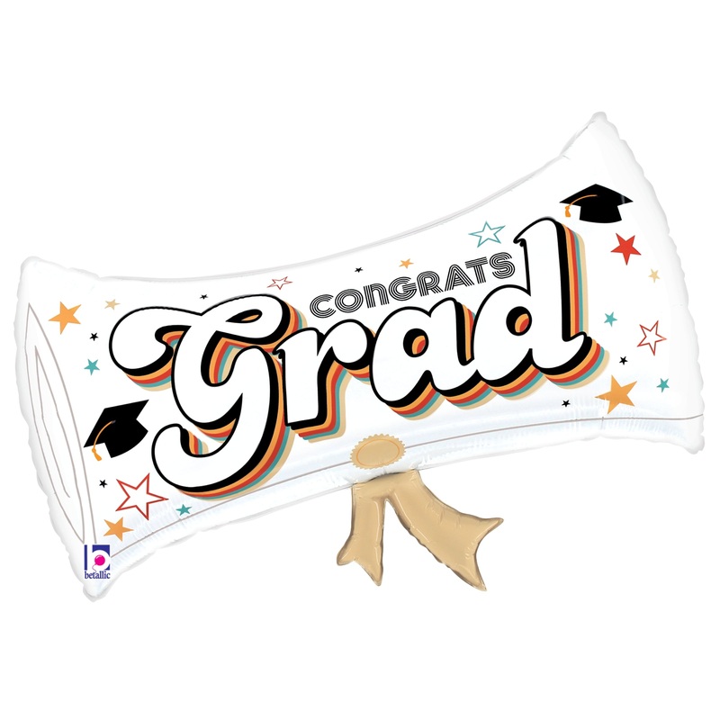 Betallic Retro Grad Diploma 26 inch Foil Shape 1ct