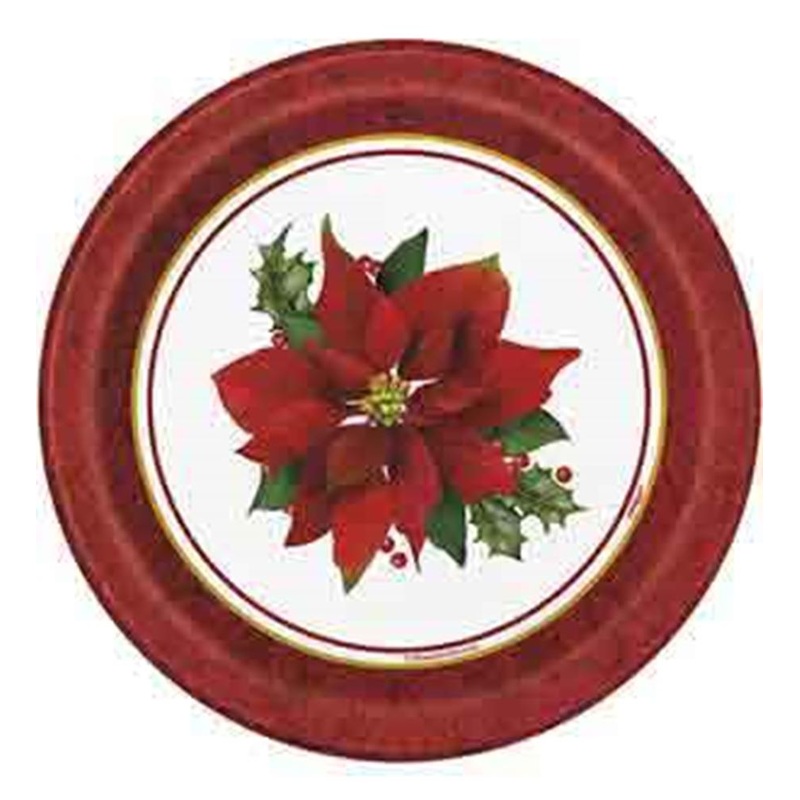 Holly Poinsettia Plate (S) 8ct
