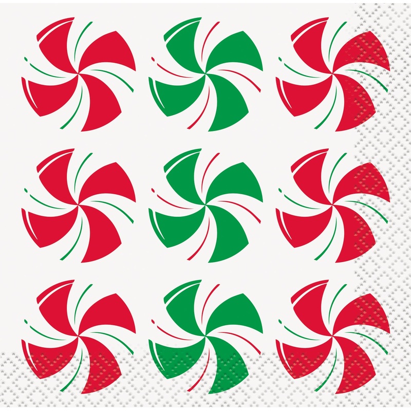 Peppermint Christmas Beverage Napkin 16ct