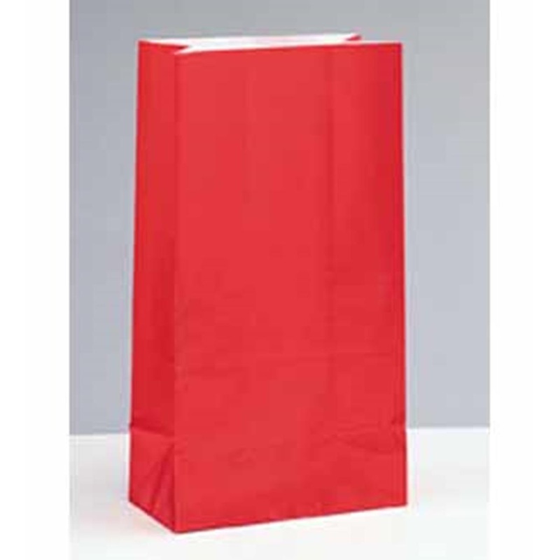 Red Paper Party Bag 12ct