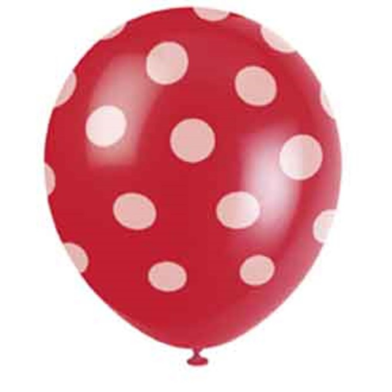 Ruby Red Dots 12 inch Latex Balloon 6ct
