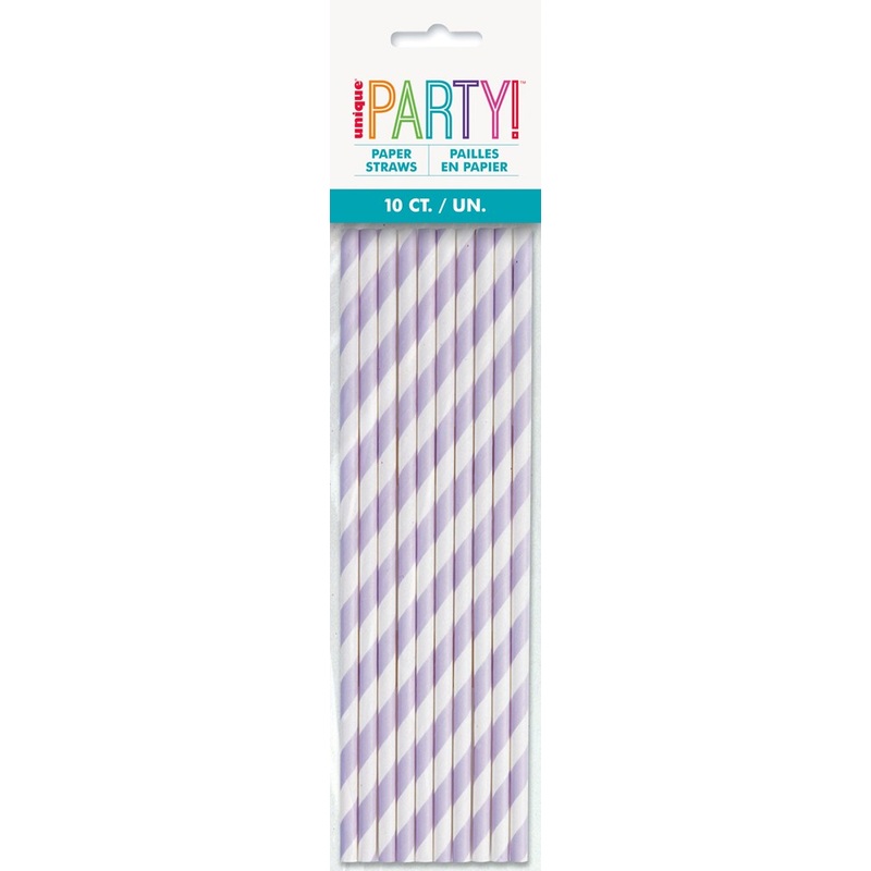 Unique Paper Party Straws 10ct - Lavender