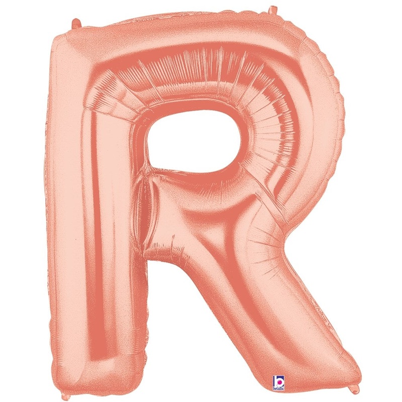 Betallic Letter R Rose Gold 34 inch Shaped Foil Balloon Packaged 1ct