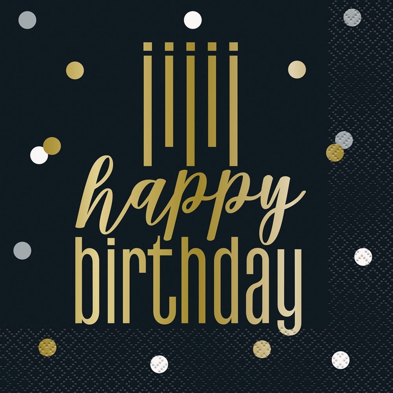 Happy Birthday Metallic Large Napkin 16ct