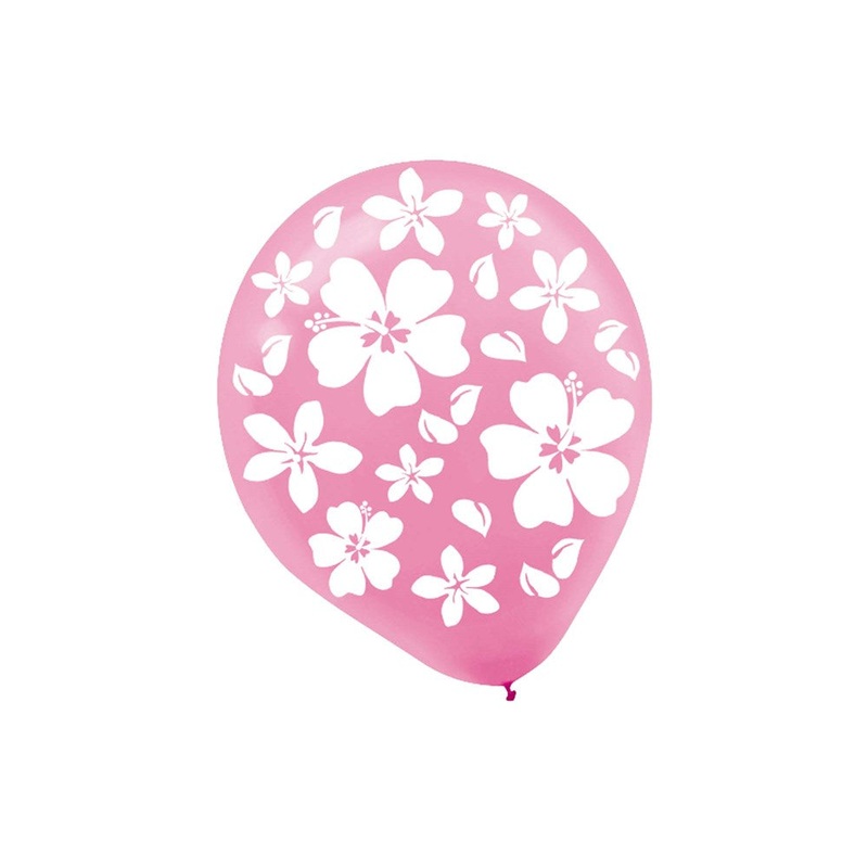 Hibiscus Printed Latex Balloons 12 inch 15ct