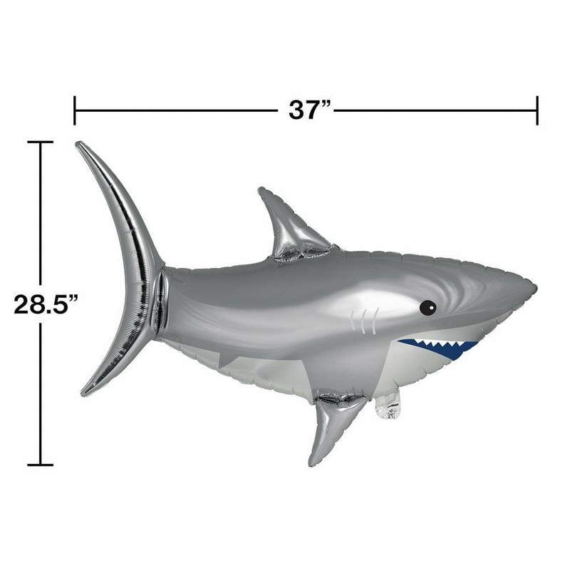 Shark Party Metallic Balloon Shark Shaped 1ct
