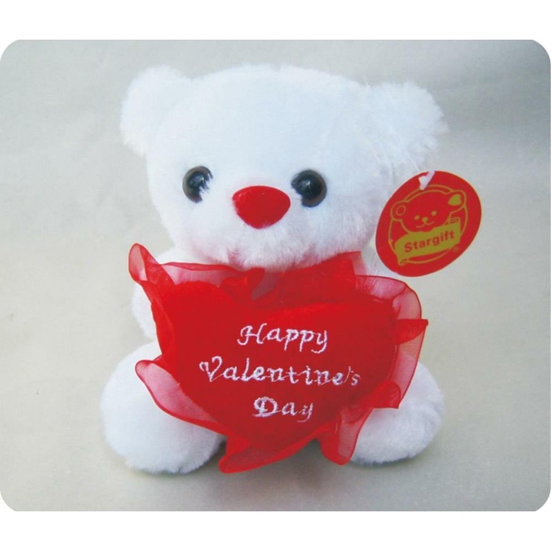 6in White Bear Happy Valentines Day