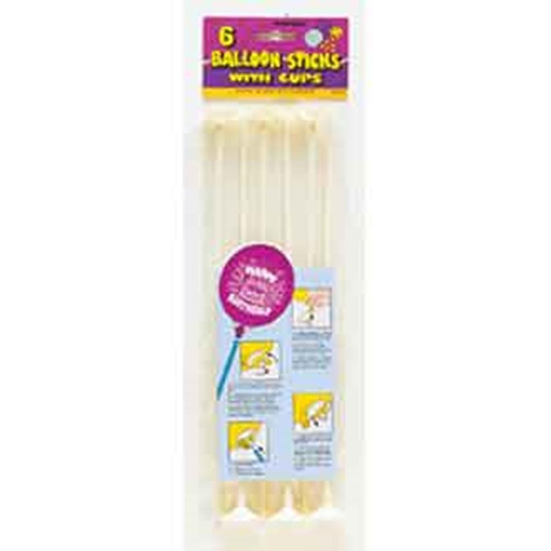 Balloon Stick and Cup 12 inch 6ct
