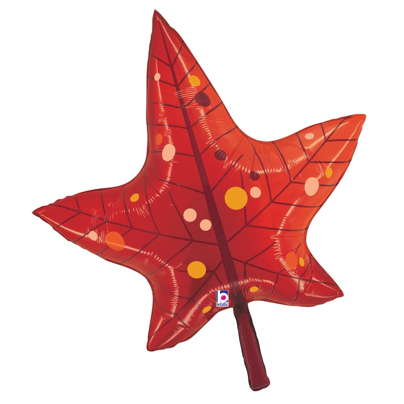 Betallic Fall Red Leaf 30 inch Foil Balloon 1ct