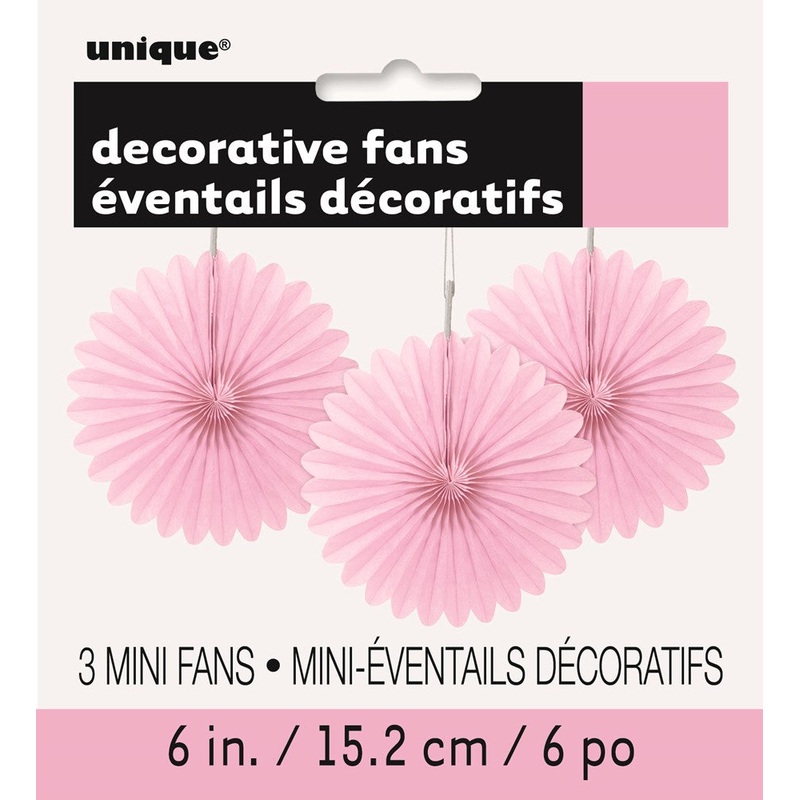 Lovely Pink Solid 6" Tissue Paper Fans, 3ct