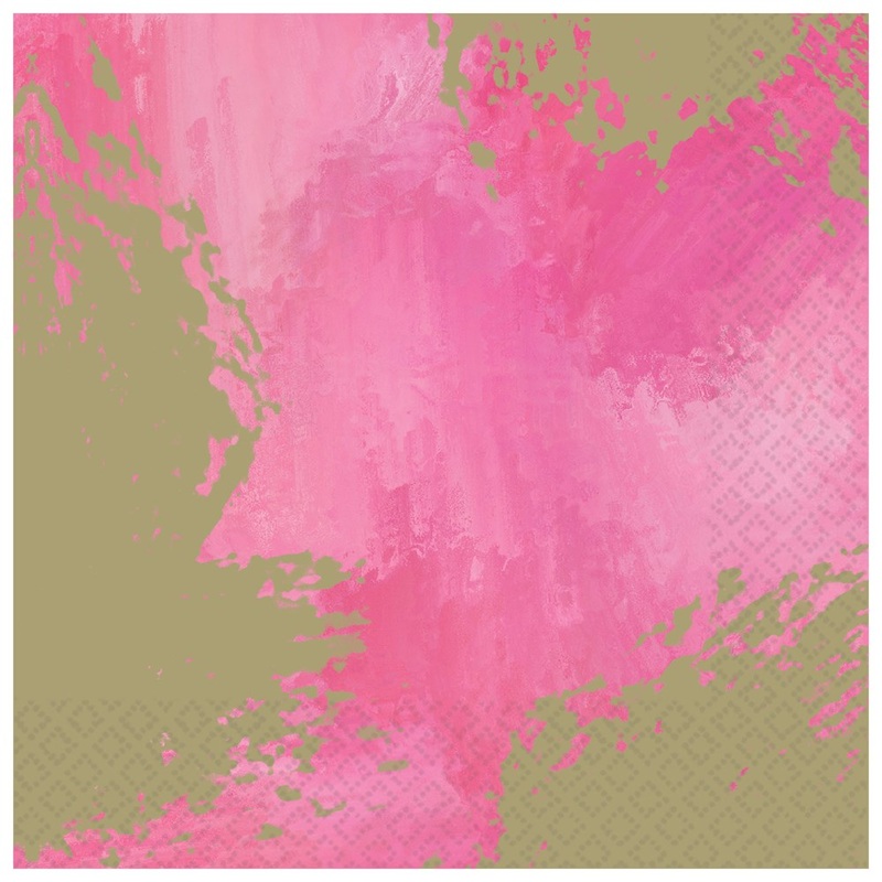 Pink Brushstroke Napkin (L) 16ct