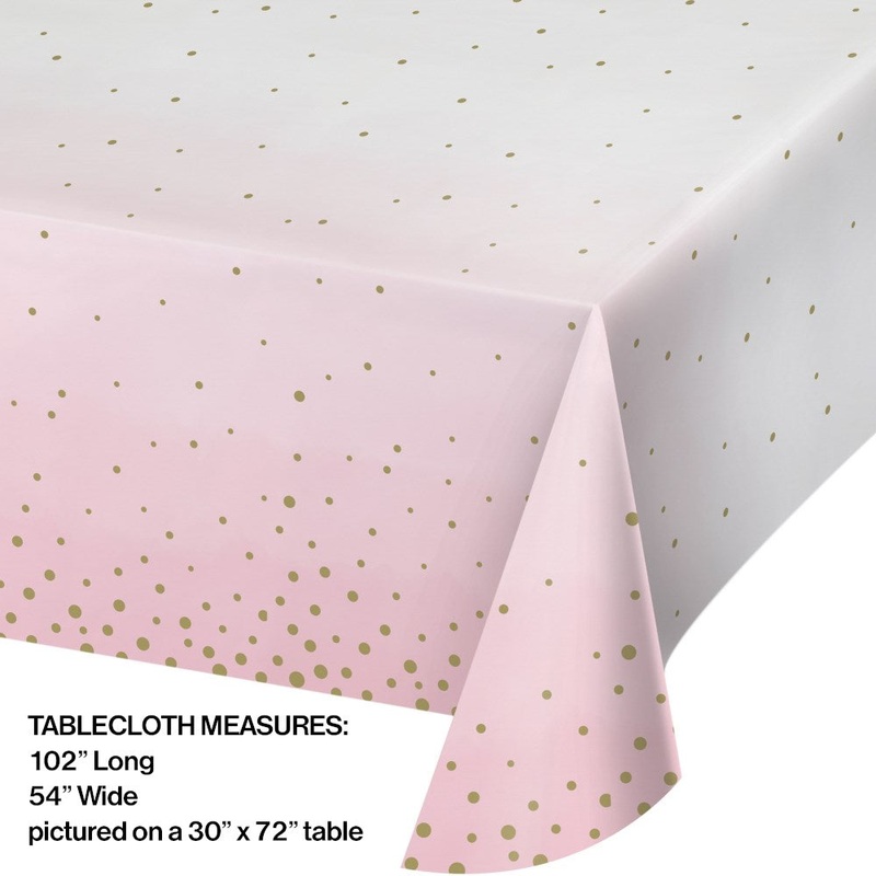Pink Gold Celebration Plastic Tablecover 54inx102in 1ct