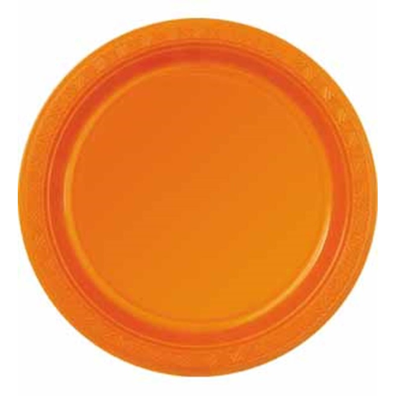 Pumpkin Orange Plastic Plate (L) 8ct