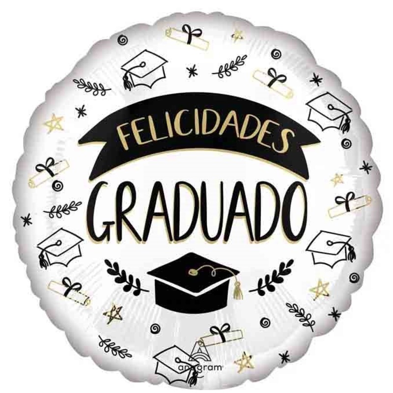 Anagram Sketched Felicidades Graduado 18 inch Foil Balloon 1ct
