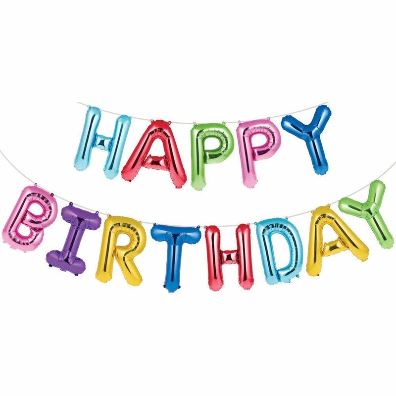 Balloon Banner Happy Birthday Rainbow Foil 13Ct