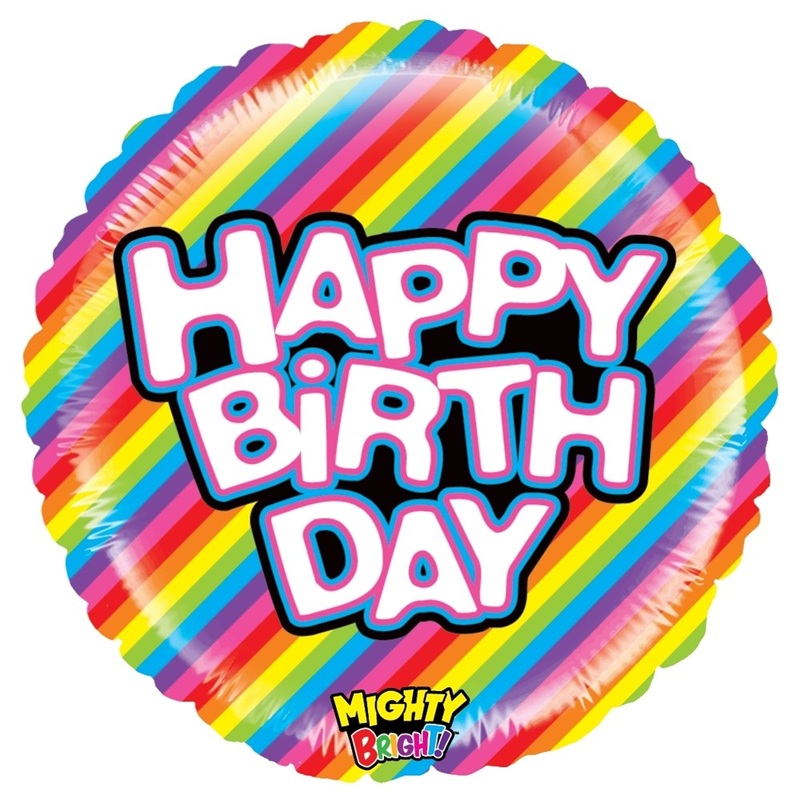 Betallic Mighty Birthday Rainbow 21 inch Mighty Bright Balloon 1ct