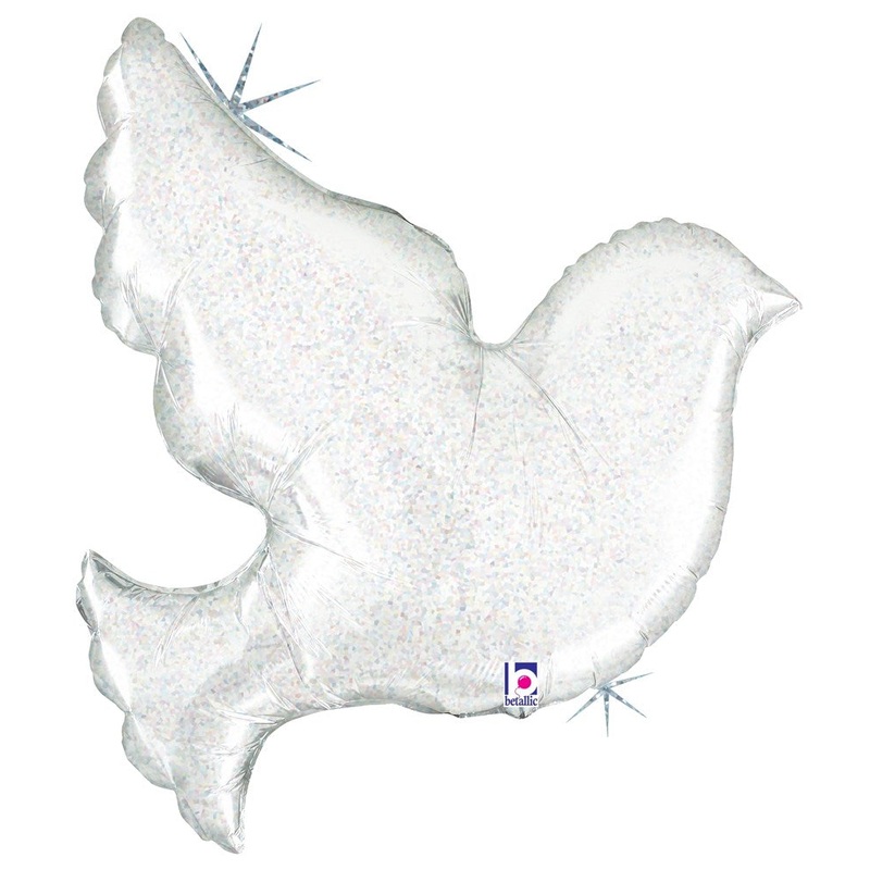Betallic Pearl White Dove 31 inch Holographic Shape 1ct