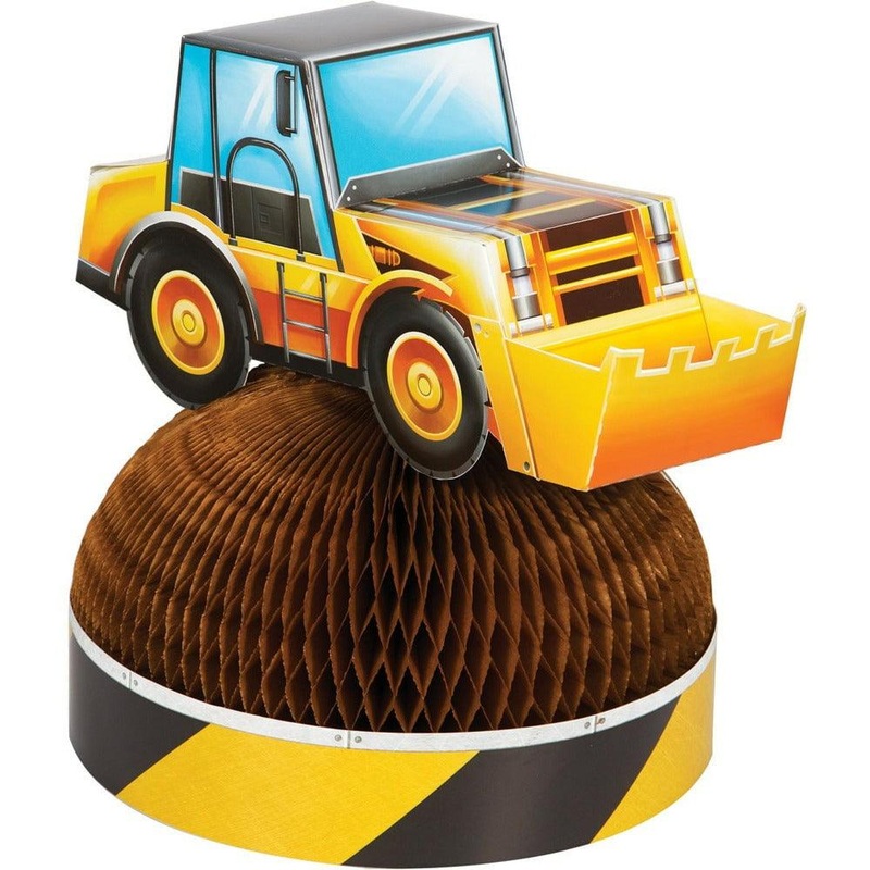 Big Dig Construction Centerpiece 3D Truck  Honeycomb Shaped Dirt Pile 1Ct