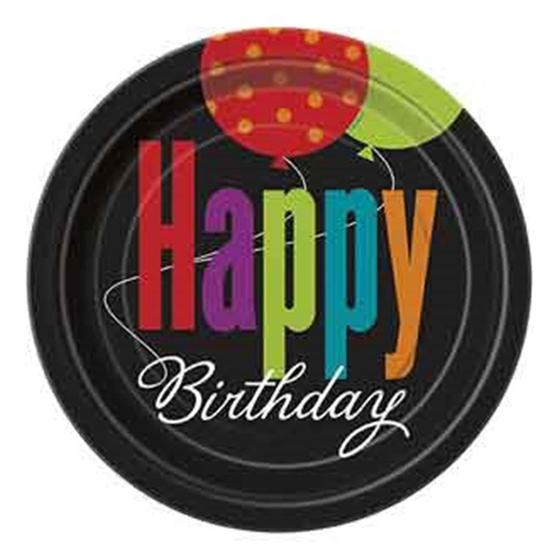 Birthday Cheer Round 7" Dessert Plates, 8ct