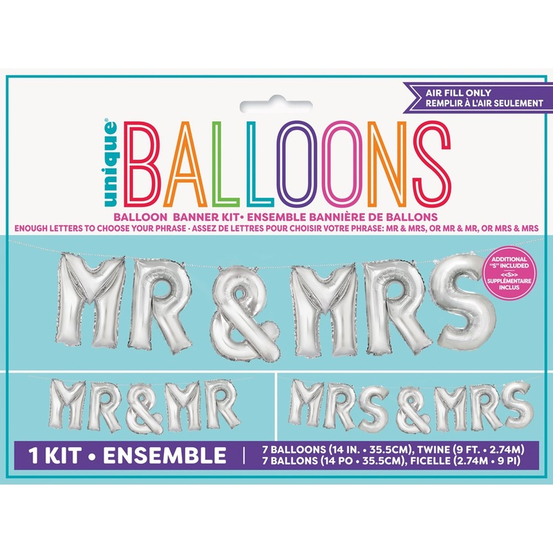 Bridal Mr and Mrs. Customizable Balloon Banner