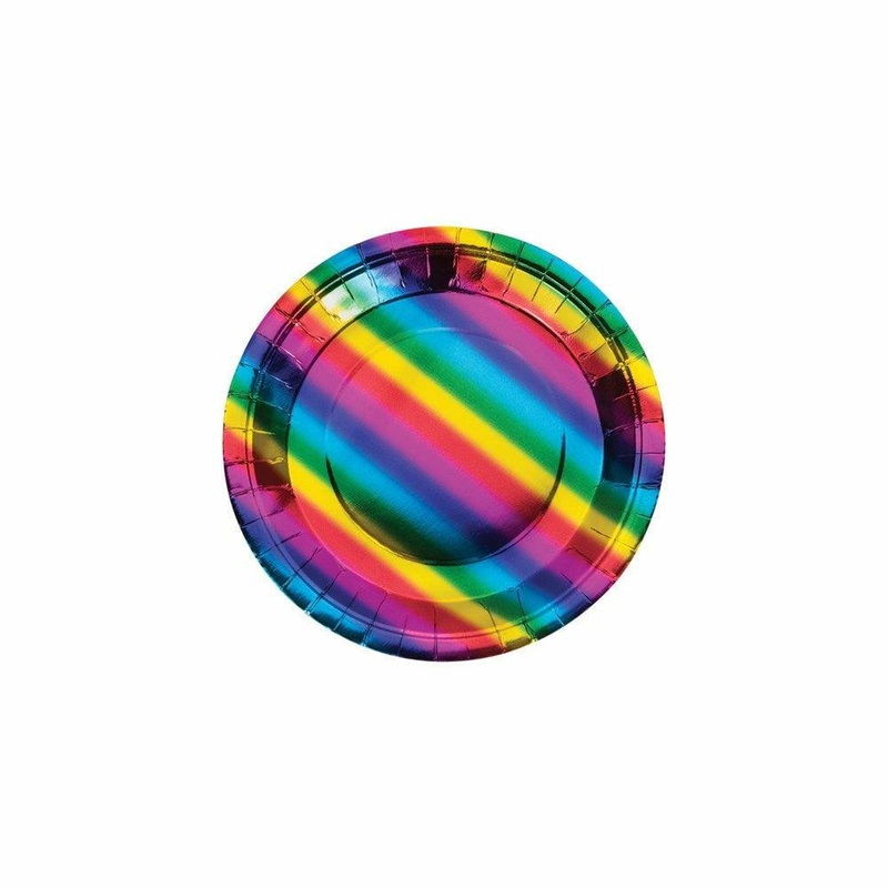 Rainbow Foil Dinner Plate Rainbow Foil 8Ct