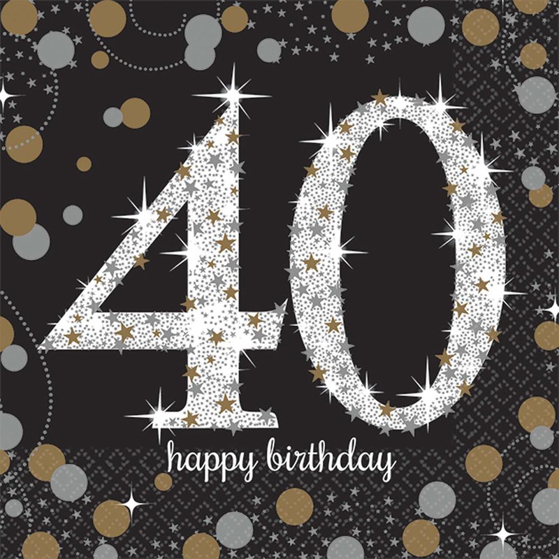 Sparkling Celebration Happy Birthday 40 Napkin 16ct