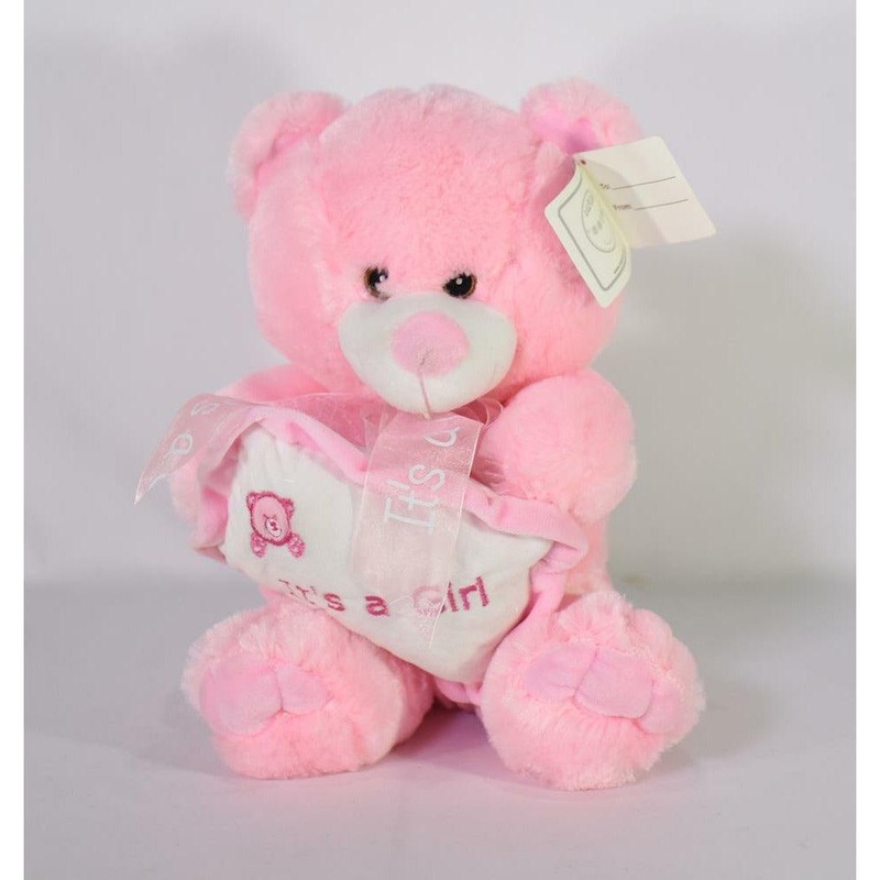 Bear with Pillow 11in (Pk and Blue)