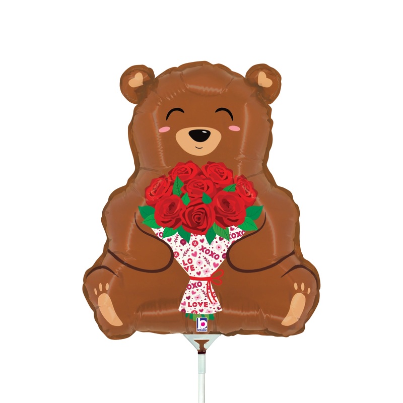 Betallic Rose Bouquet Bear 14 inch Mini Air Foil Shape 1ct