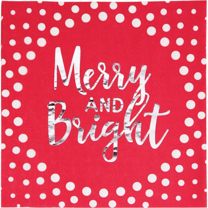 Lunch Napkin 16ct Holiday Sparkle Merry Red