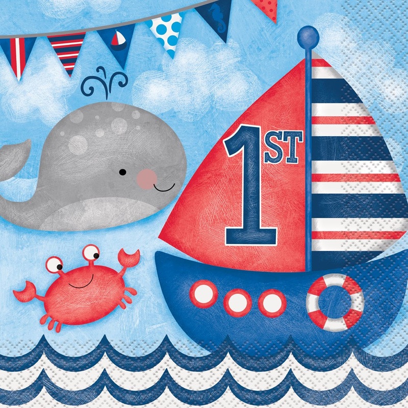 Nautical 1st Birthday Napkin (L) 16ct