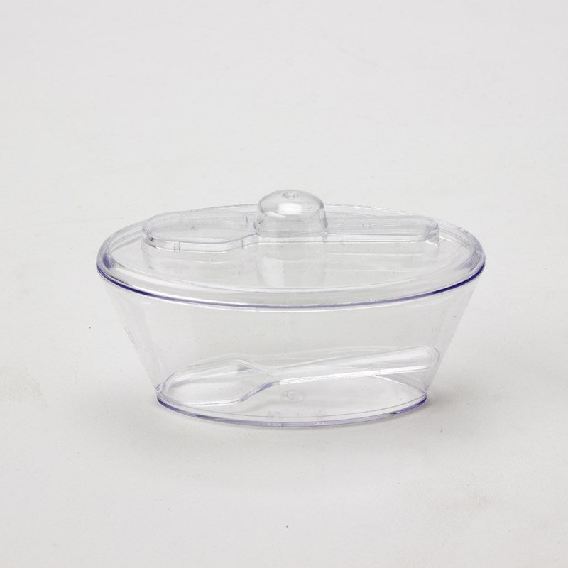 Plastic Dessert Cup with Spoon 4oz 6pc/box - Clear