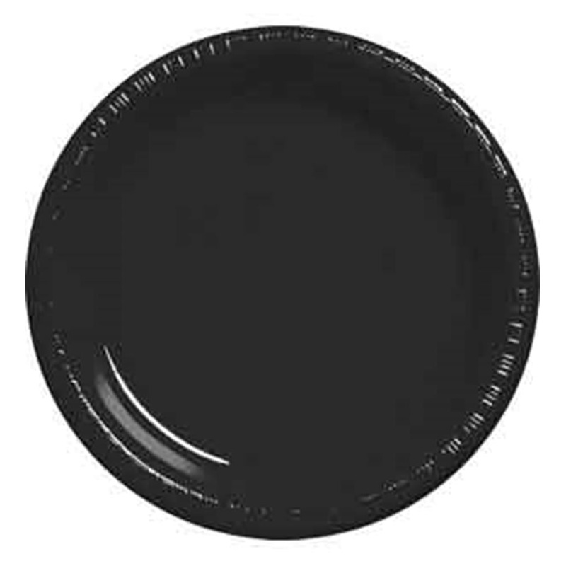 Round Plastic Plates Jet Black 10 inch 20ct