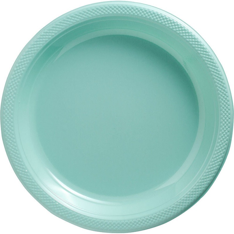Round Plastic Plates Robin's Egg Blue 10 inch 20ct