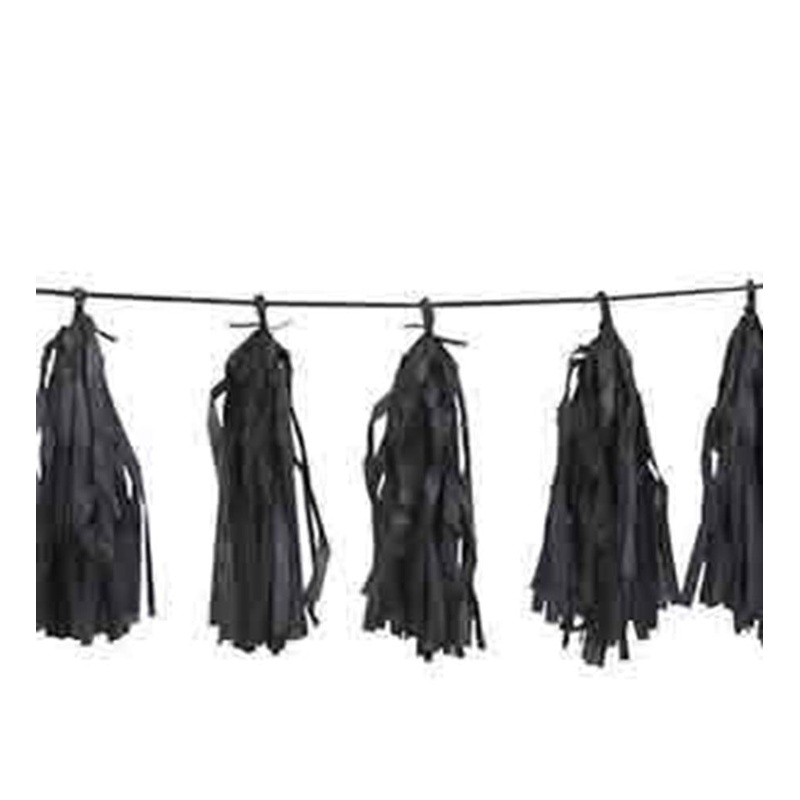 Tissue Tassel Garland 9ft - Black