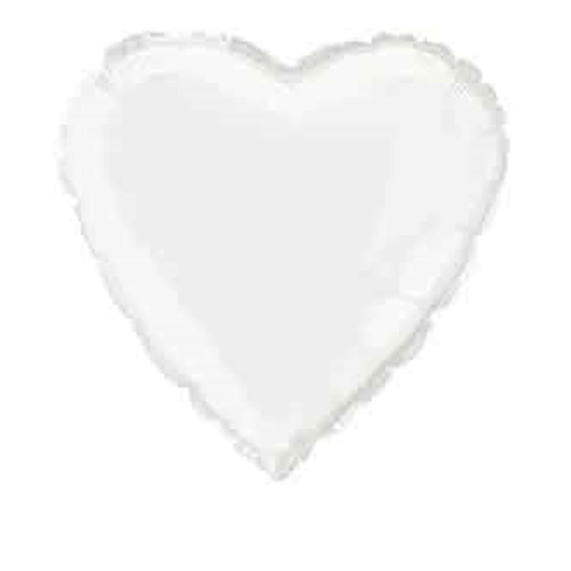 White Solid 18 inch Heart Foil Balloon