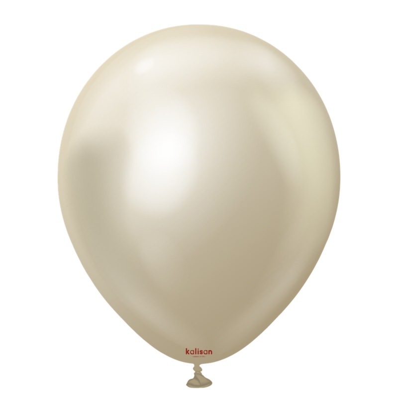 12 inch Kalisan Mirror White Gold Latex Balloons 100ct
