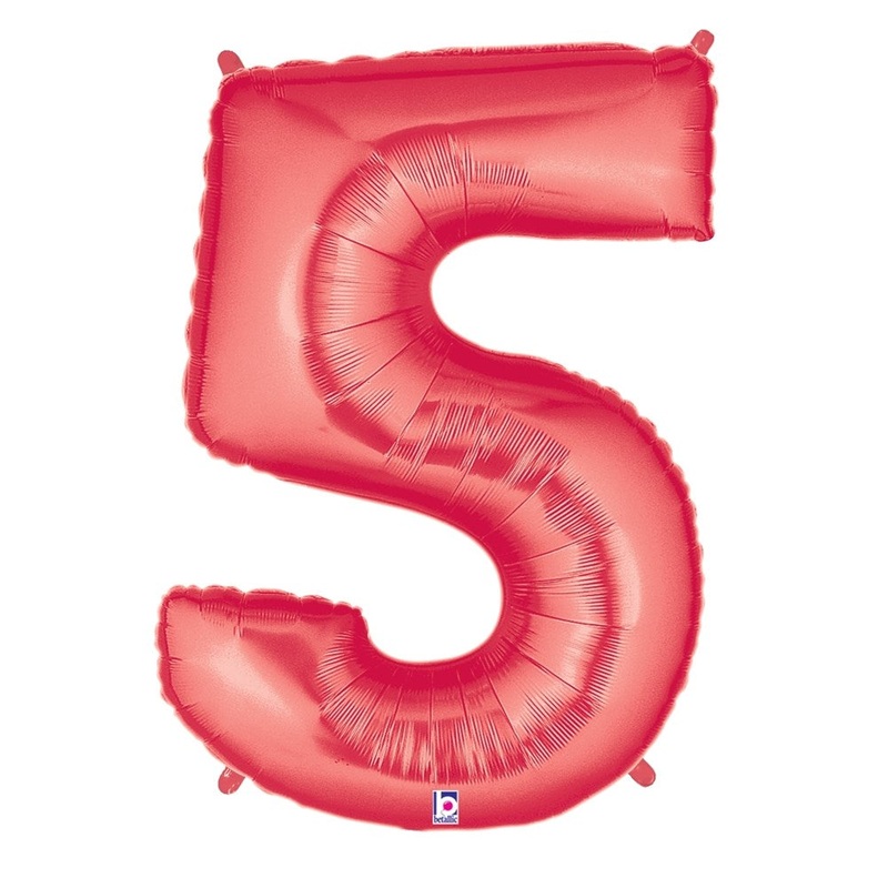 Betallic 5 Red 34 inch Shaped Foil Balloon 1ct