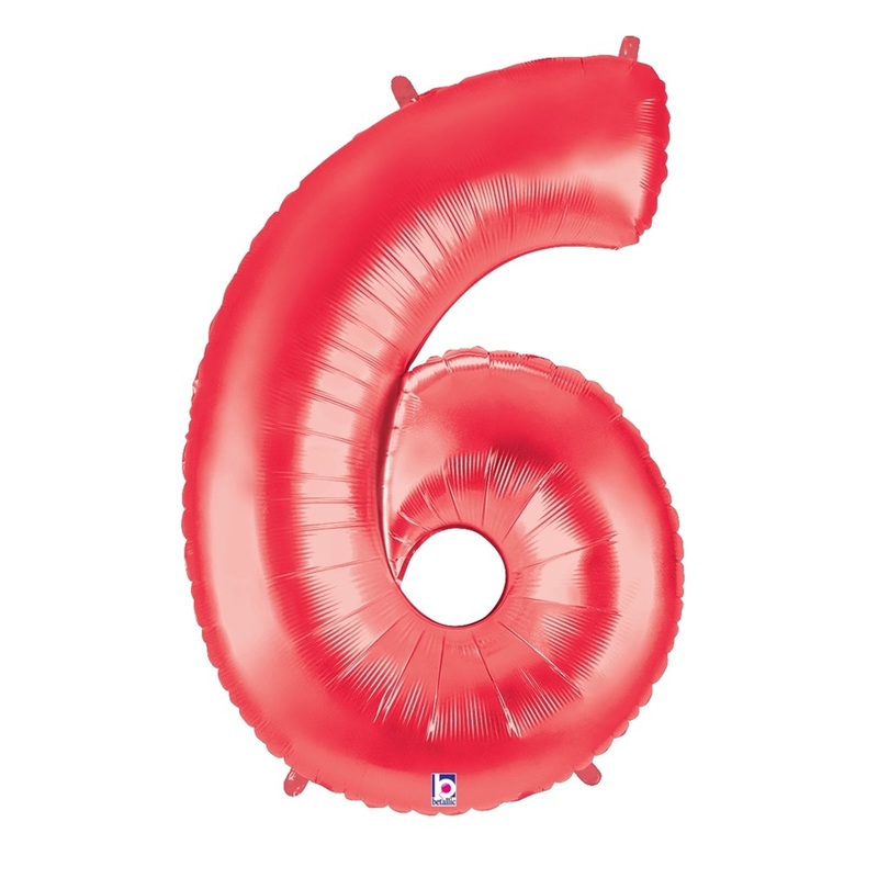 Betallic 6 Red 34 inch Shaped Foil Balloon 1ct